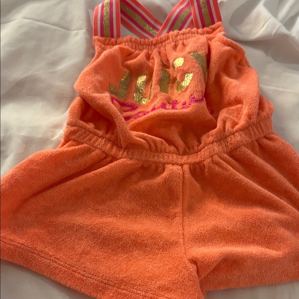 Juicy Couture Orange Terry Romper with Gold Accents 24 months